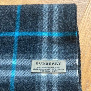 Burberry Gray and Blue Plaid Scarf